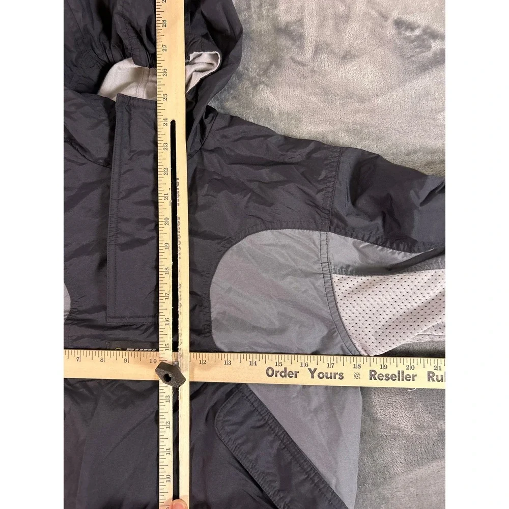 Y2K Nike Windbreaker Anorak‎ Jacket Black Gray Yellow Pullover Hooded Youth M